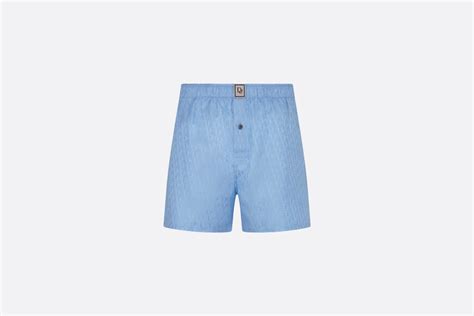 DIOR BY ERL Boxer Shorts Blue Cotton and Silk Twill